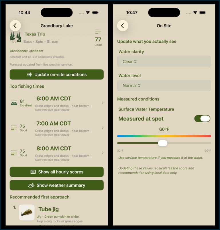 My OWL Fishing™ weather details